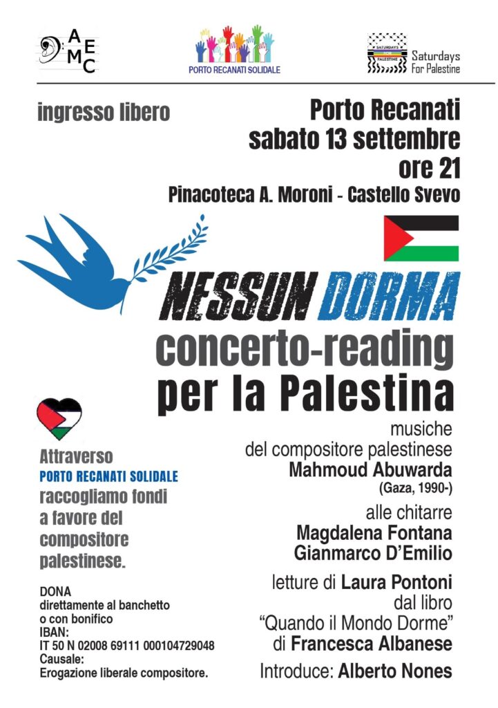 Nessun Dorma – Concerto-Reading for Palestine in Porto Recanati